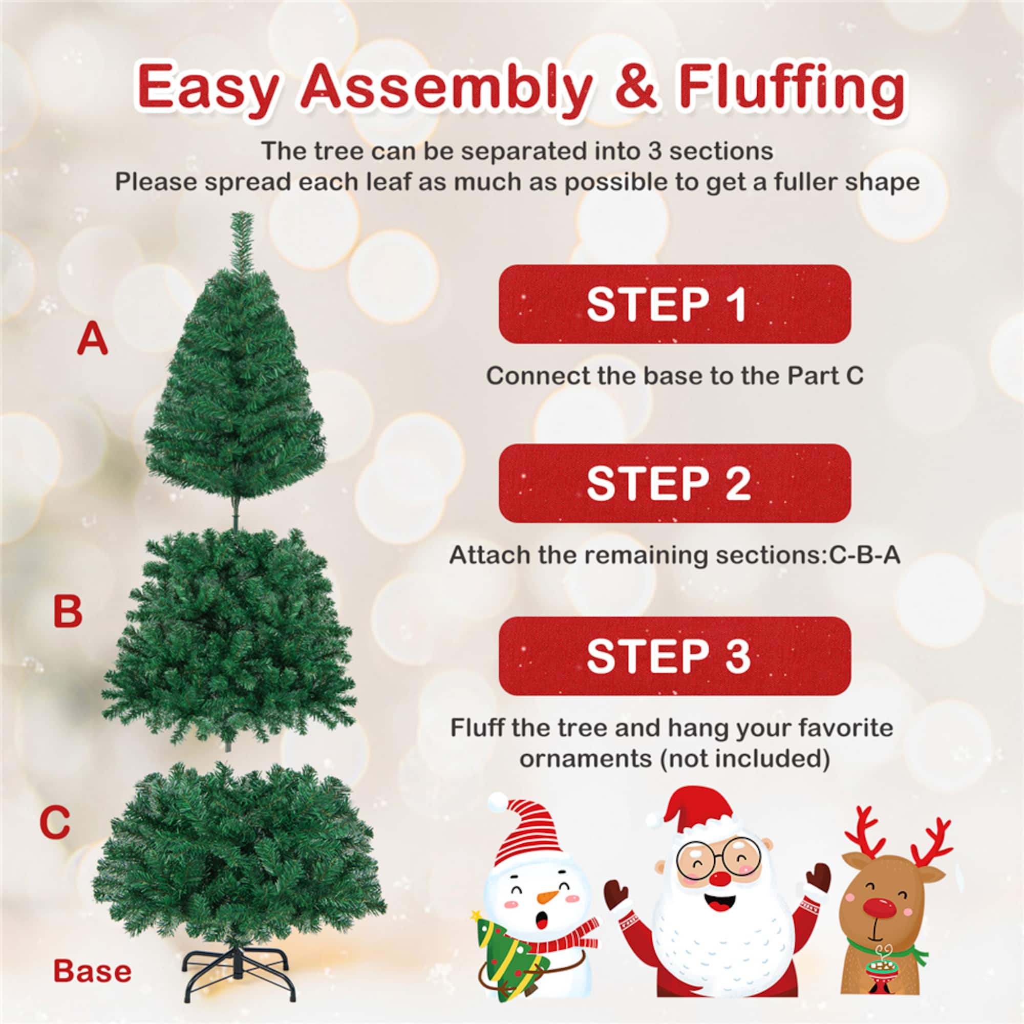 Costway 6ft. Unlit Green Artificial Christmas Tree